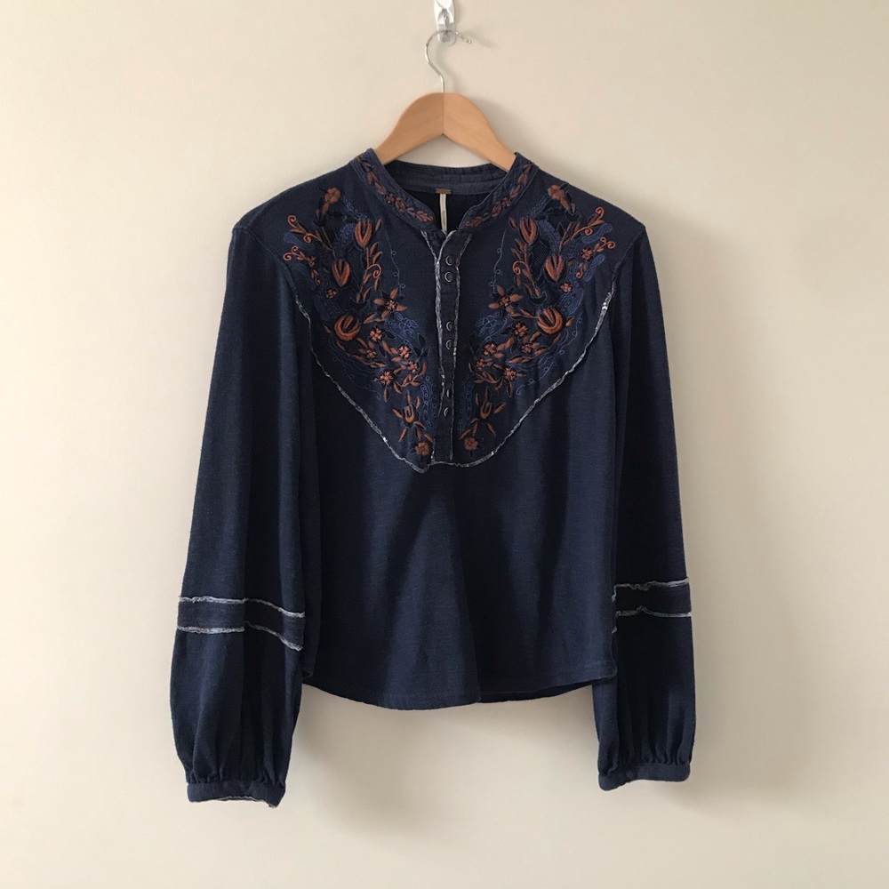 Free People Embroidered Top